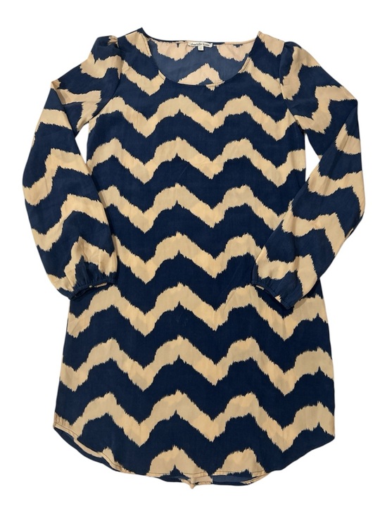 Charlotte Russe Dresses & Skirts - Charlotte Russe Chevron Print Long Sleeve Tunic Dress Navy & Cream Sz XS